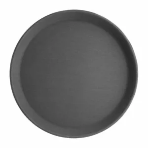 Plateau rond antidérapant OLYMPIA en polypropylène noir Ø280 mm