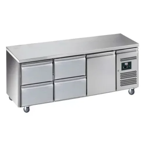 L2G – Desserte réfrigérée inox centrale 465 L 2 blocs 2 tiroirs et 1 porte