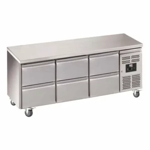 L2G – Desserte réfrigérée inox centrale 465 L 3 blocs 2 tiroirs