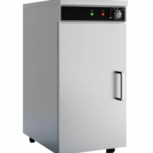 ARMOIRE CHAUFFE-ASSIETTES INOX 60 ASSIETTES D280MM 3 ETAGERES PERFOREES, AVEC VENTILATION