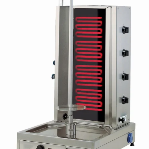 MACHINE A KEBAB ELECTRIQUE, 4 RADIANS INDEPENDANTS MOTEUR EN PARTIE INFERIEURE, CAP.80 KG DE VIANDE