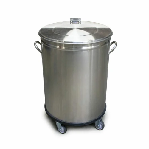 BAC A DECHETS INOX ROULANT, 90 LITRES SANS PEDALE