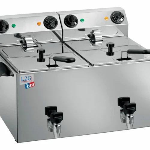 FRITEUSE ELECTRIQUE 2 CUVES DE 8L AVEC ROBINET DE VIDANGE