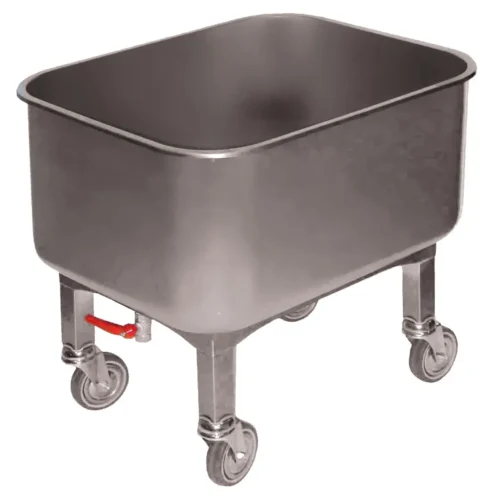 CUVE ROULANTE INOX 304, 80L, ROBINET DE VIDANGE ROUES CHAPE ZINGUEES