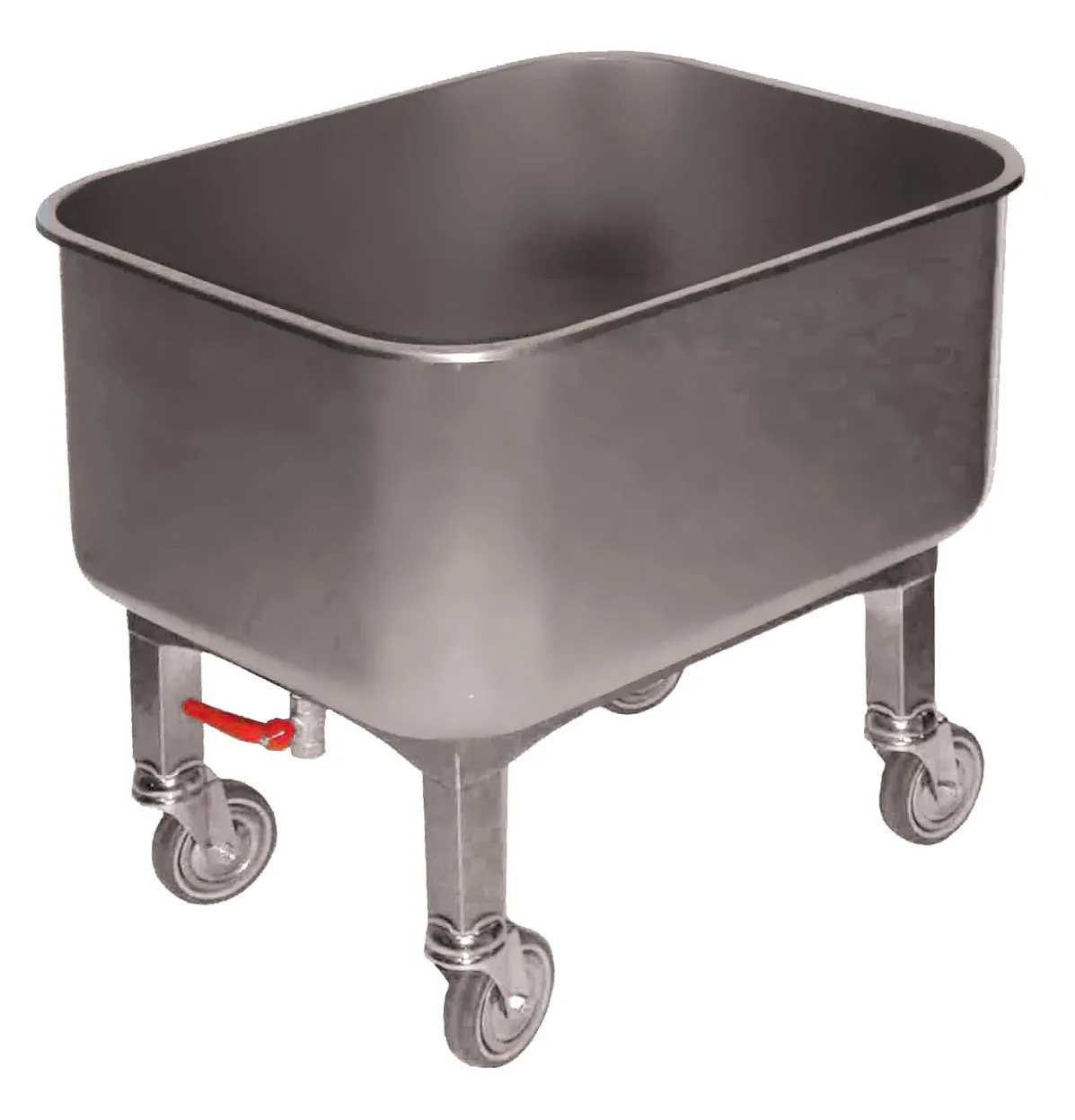 CUVE ROULANTE INOX 304, 80L, ROBINET DE VIDANGE ROUES CHAPE ZINGUEES 1 CUVE ROULANTE INOX 304, 80L, ROBINET DE VIDANGE ROUES CHAPE ZINGUEES