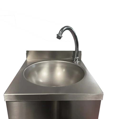 LAVE-MAINS CUVE RONDE D.255MM INOX 304, DOSSERET H50 MM, AVEC CDC, MITIGEUR EC/EF,