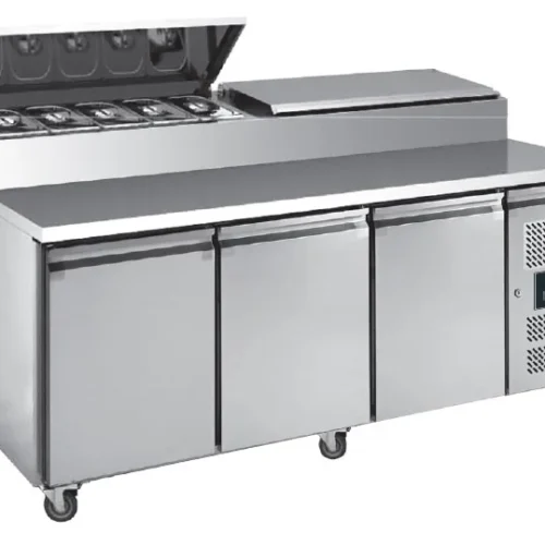 TABLE A SANDWICHES REFRIGEREE +2/+8°C GAZ R290, DESSUS INOX, 3 PORTES 400X600 MM